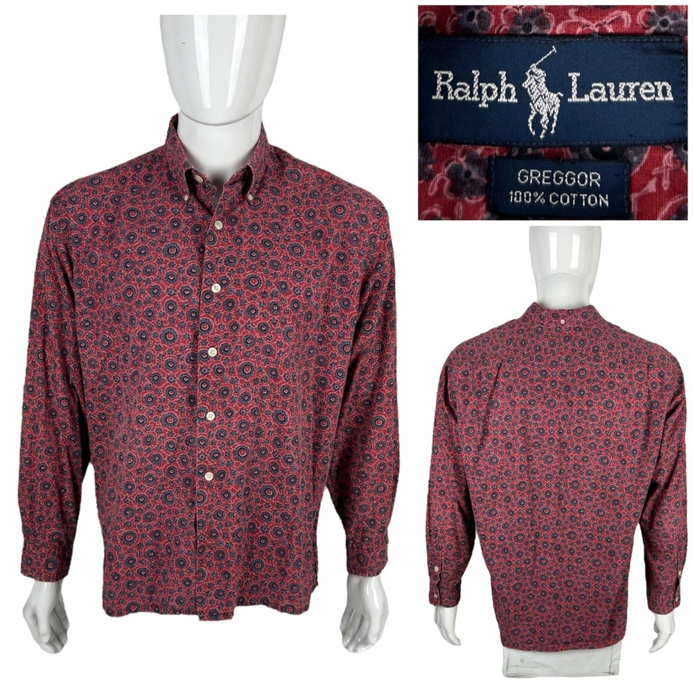 Polo Ralph Lauren Mens Large Shirt Floral Bandana Print Greggor Button Vintage